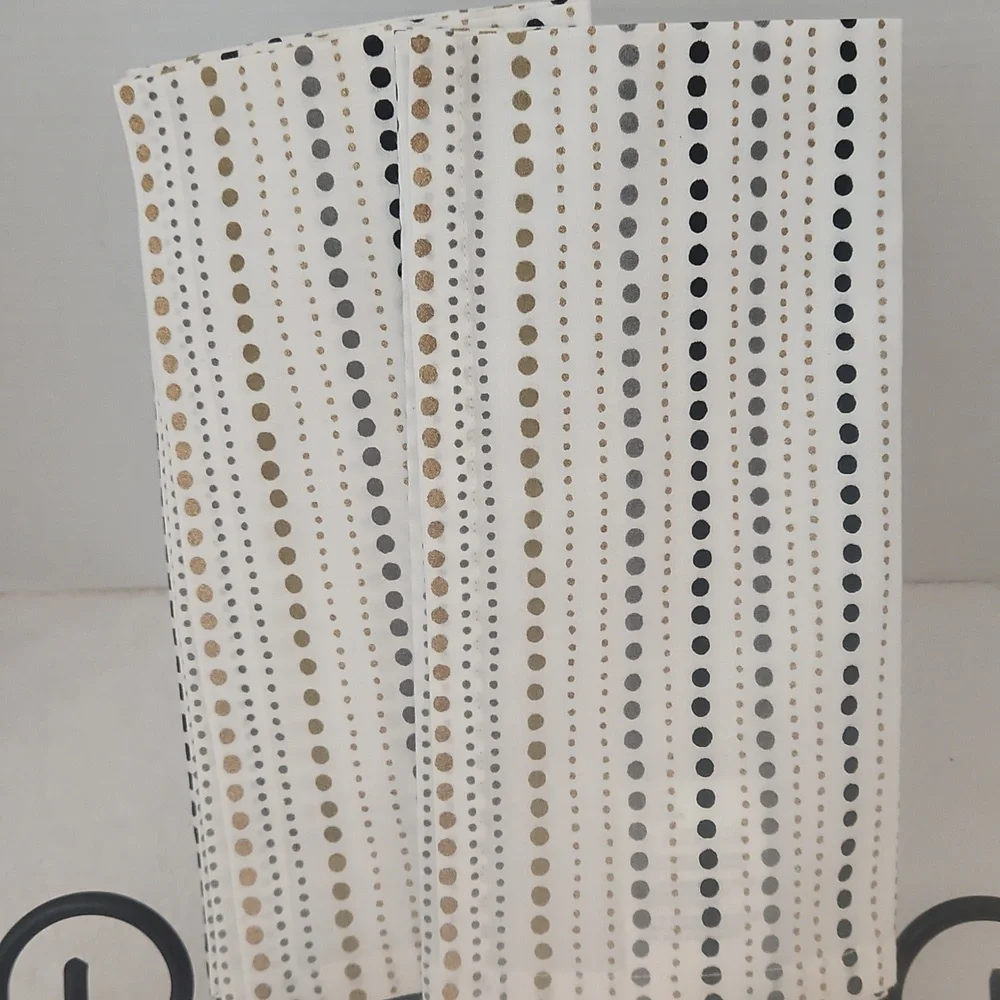 Crate&Barrel Variegated Polka Dots Black, Gray, Metallic Gold Napkins Set of 2